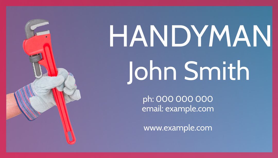 Handyman Business Card Design with Pipe Wrench - Download Free Stock Templates Pikwizard.com