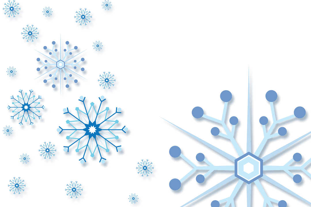 Digital Blue Snowflakes on Transparent Background Vector Illustration