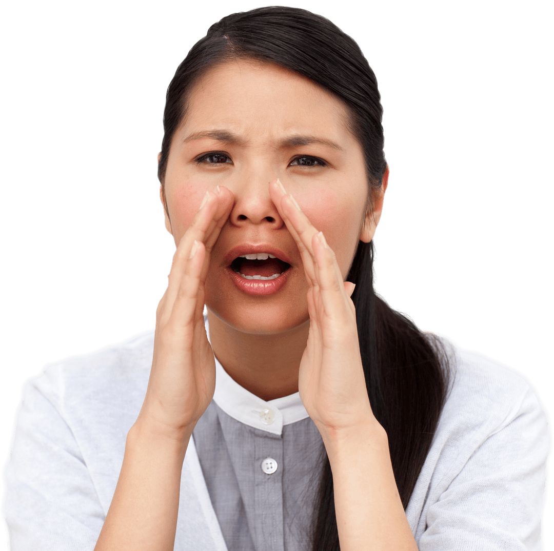 Transparent Isolated Emotion Asian Woman Shouting