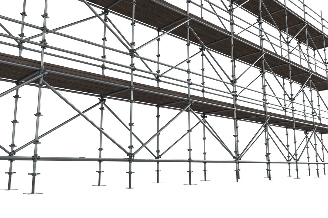 Transparent 3D Rendering of Industrial Metal Scaffolding