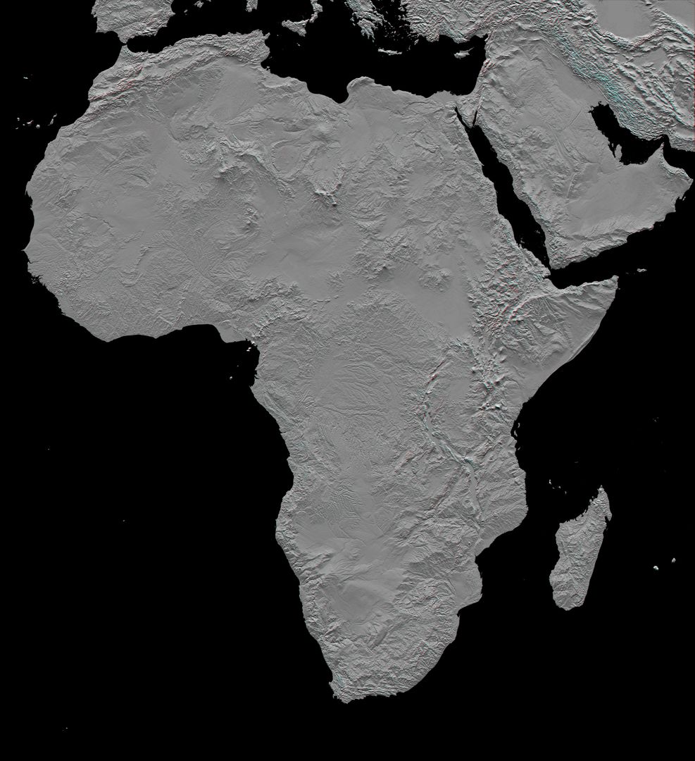 Stereoscopic Relief Topography of Africa and Surrounding Regions - Free Images, Stock Photos and Pictures on Pikwizard.com