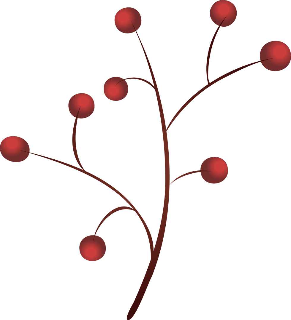Minimalistic Red Berry Branch Illustration on Transparent Background