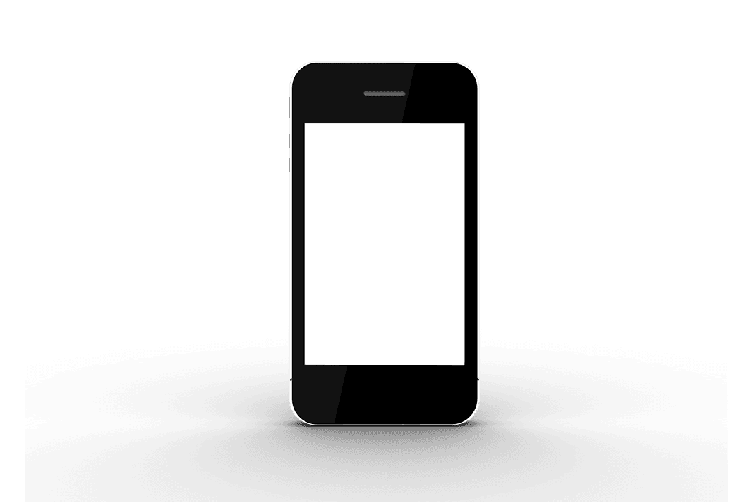 Digital Smartphone with Blank Screen on Transparent Background