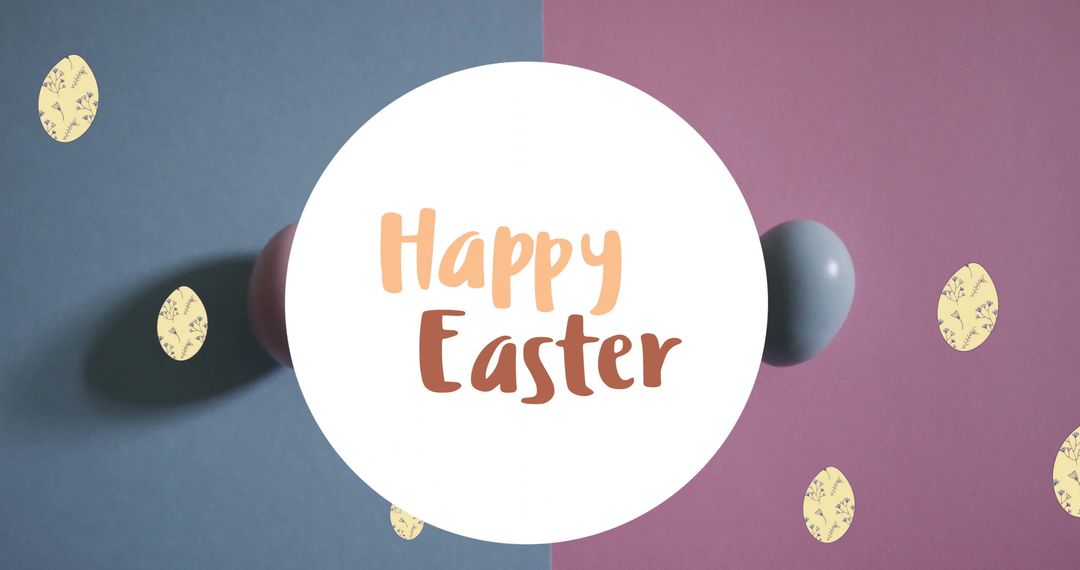 Colorful Easter Greeting with Egg and Two-Tone Background