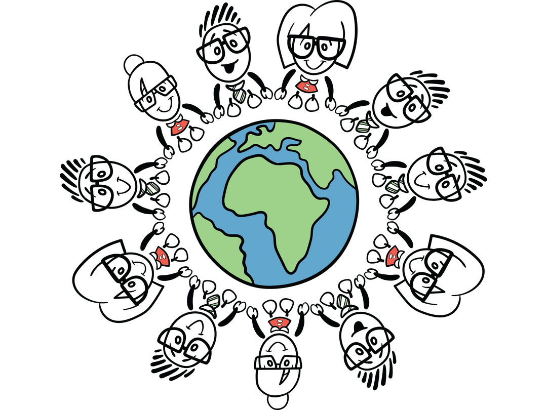 Global Community of Diverse People Around Earth on Transparent Background