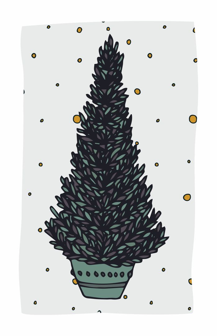 Minimalist Evergreen Potted Plant Illustration