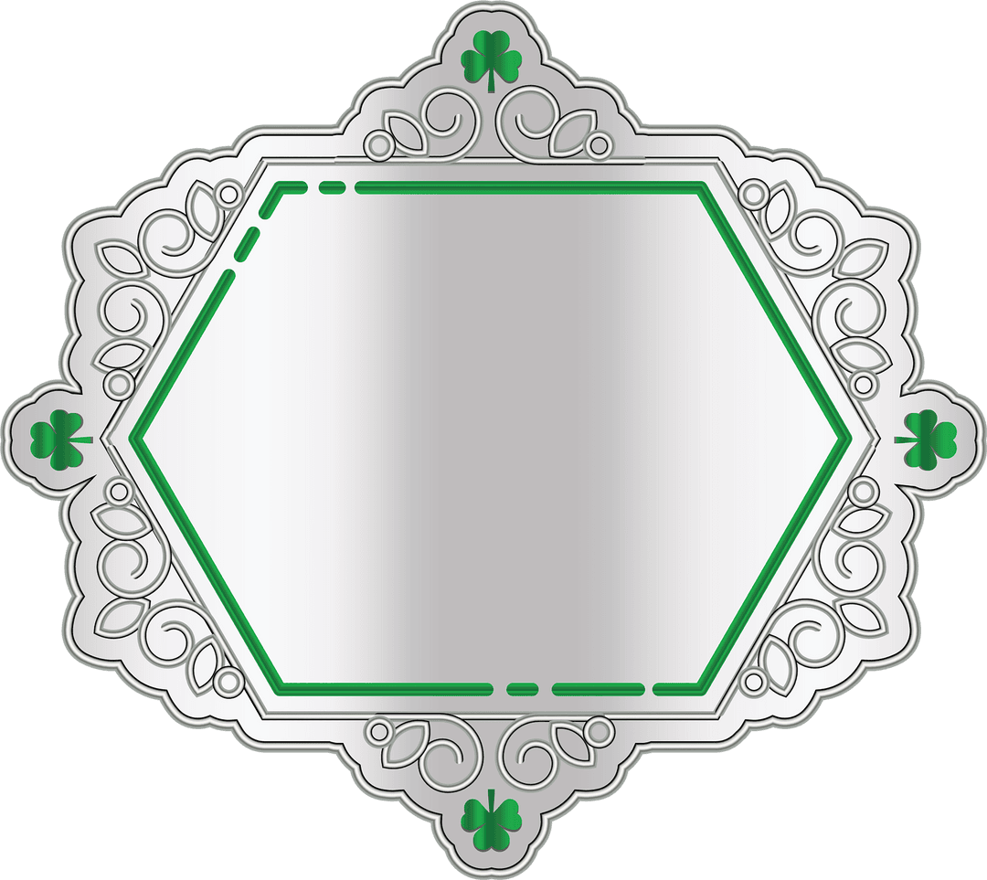 Transparent Irish Shamrock Frame on Hexagonal Background