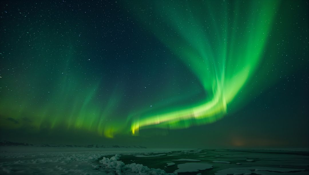 Breathtaking Aurora Borealis Over Arctic Coastline