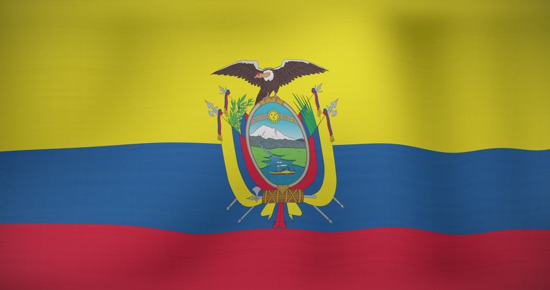 Ecuador national flag waving with emblem
