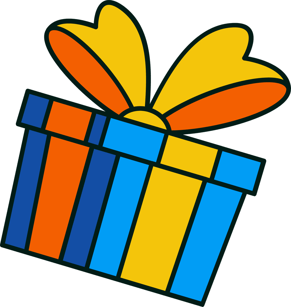 Colorful Gift Box Clipart with Wings on Transparent Background