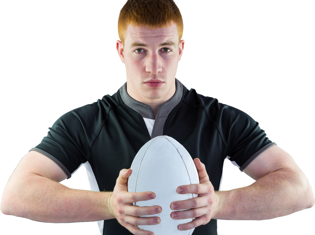 Determined Rugby Player Holding Rugby Ball on Transparent Background - Download Free Stock Images Pikwizard.com