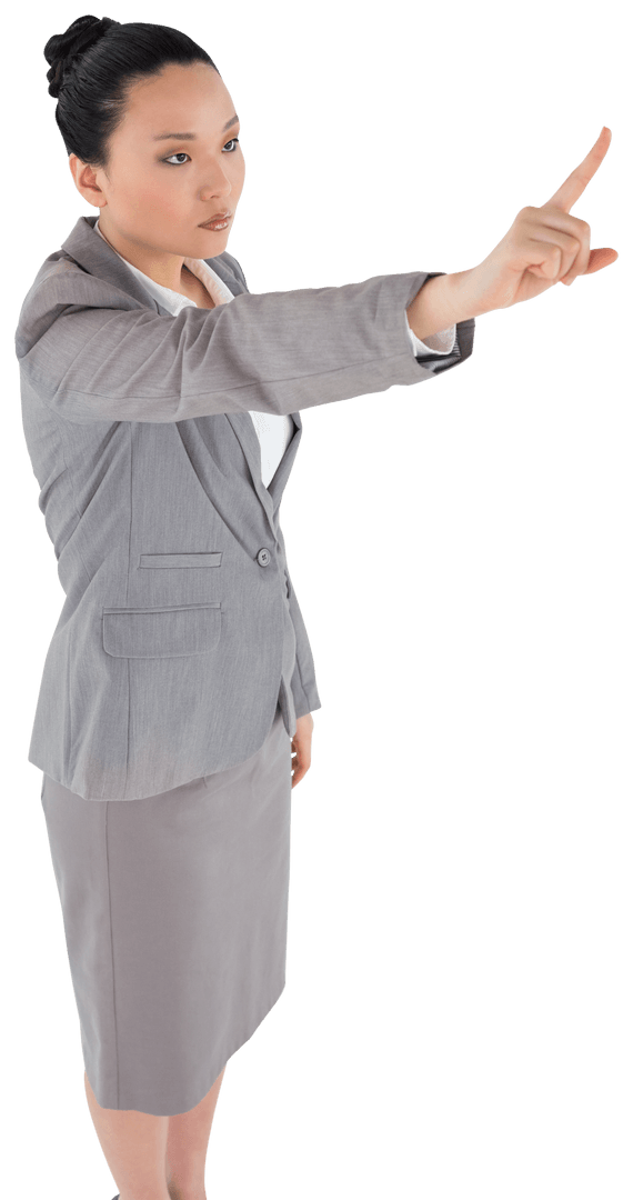 Transparent Business Executive Pointing with Determination