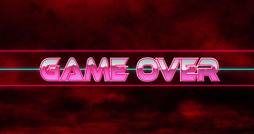 Retro Game Over Text with Neon Style on Dark Background