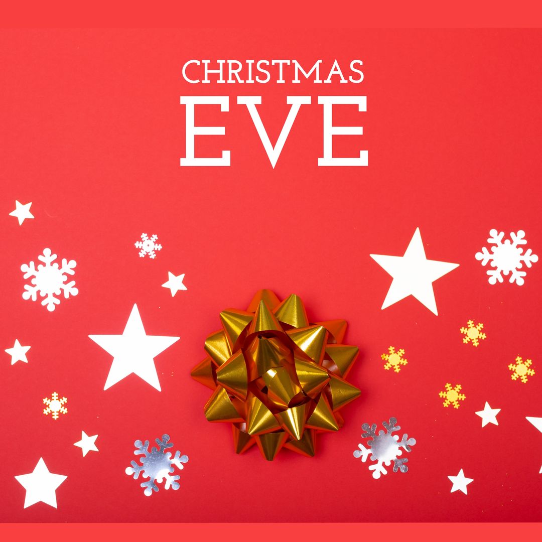 Christmas Eve Greeting with Festive Decorations on Red Background - Download Free Stock Templates Pikwizard.com