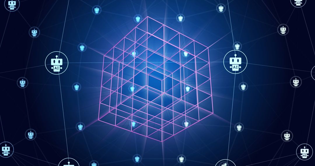 Futuristic AI Digital Interface with Network Connections