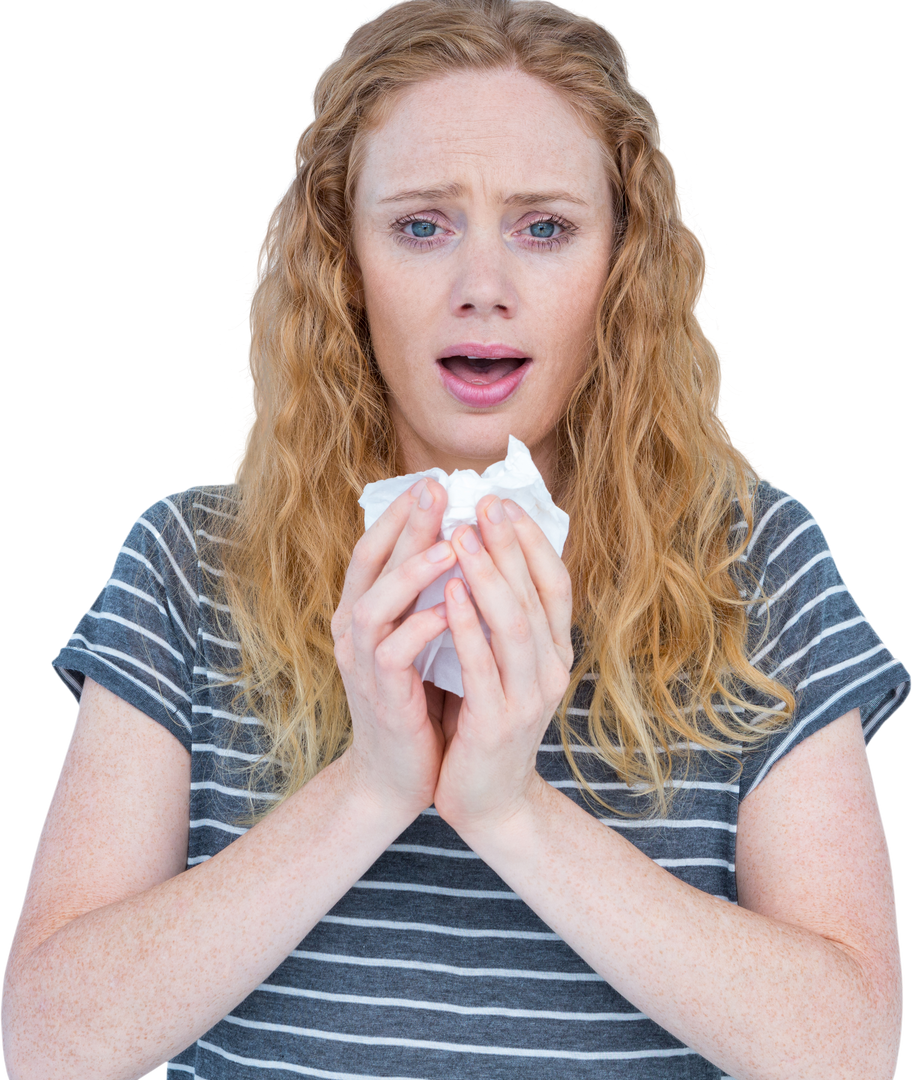 Transparent Portrait of Sick Woman Sneezing with Tissue Proxies Alternatif 7 Transparent2 Git before - Download Free Stock Images Pikwizard.com