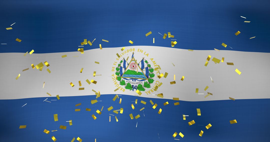 Golden Confetti Over El Salvador Flag Celebrating National Pride - Free Images, Stock Photos and Pictures on Pikwizard.com