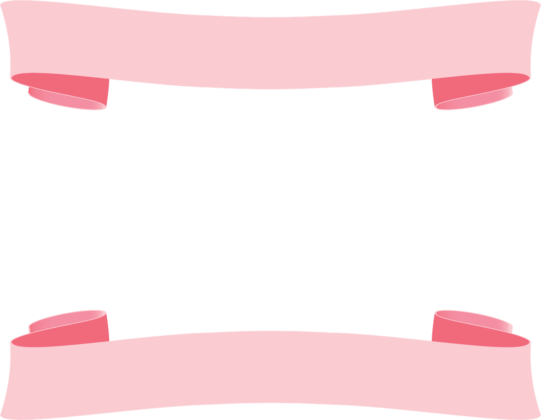 Pink Ribbon Banners on Transparent Background Illustrated