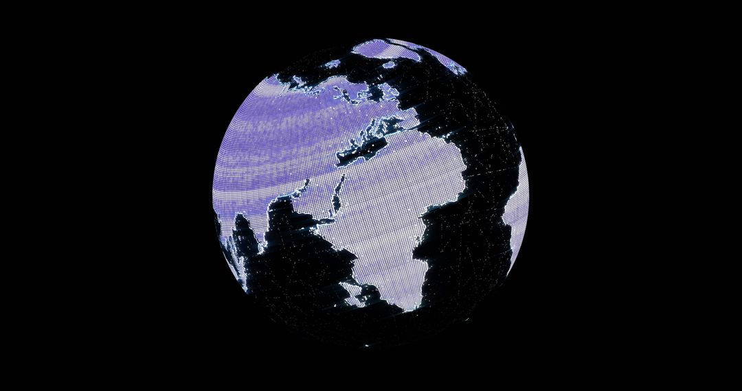Digital Distorted Globe on Black Background