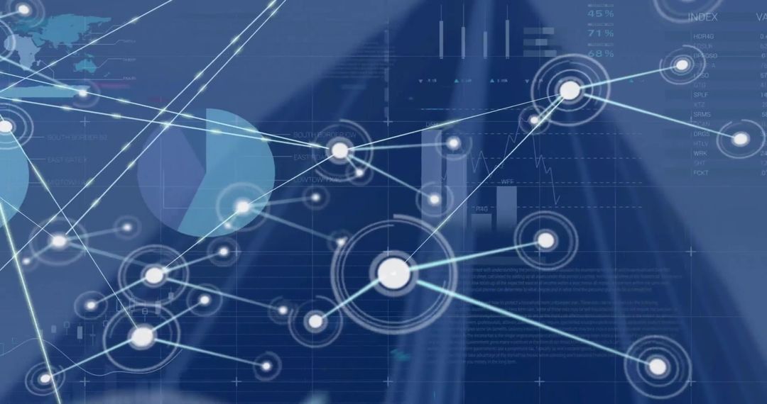 Abstract Digital Network with Global Financial Data Overlay