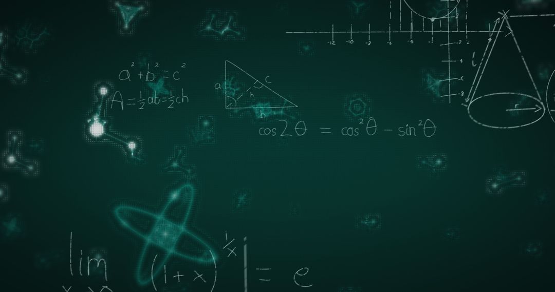 Digital Green Chalkboard with Mathematics and Science Formulas