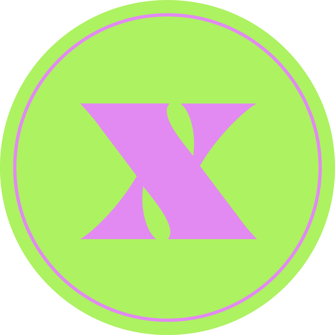 Lavender X Emblem on Lime Green Disc with Transparent Background