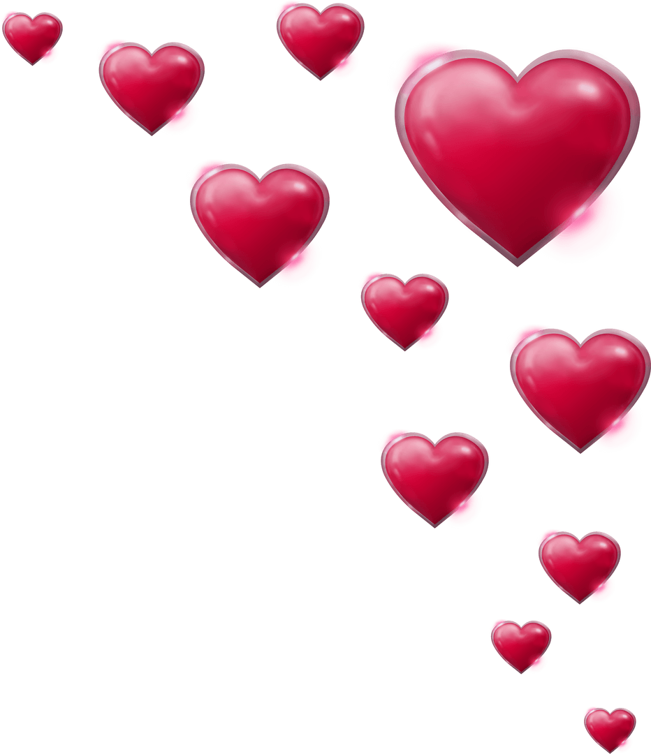 Pink Hearts on Transparent Background for Love and Romance Design