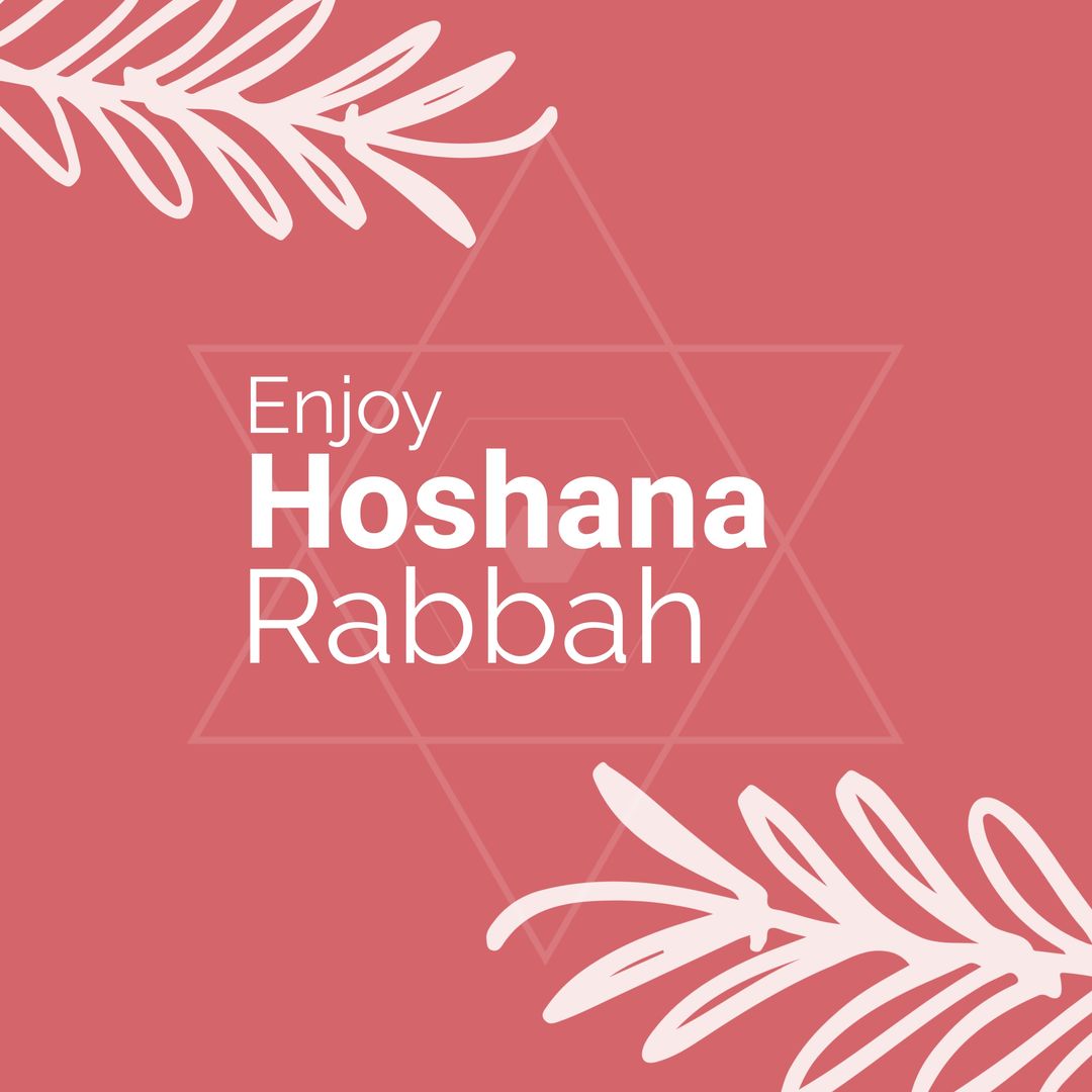 Hoshana Rabbah Celebration Greeting with Star of David and Palm Leaves ...