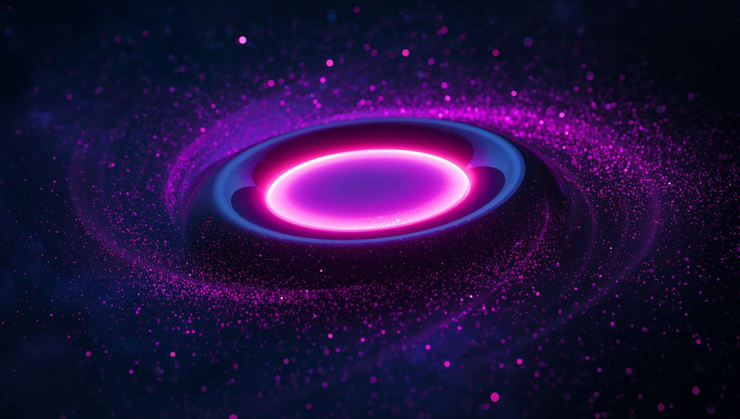Neon Pink-Purple Vortex with Particle Swirl in Starry Cosmic Void