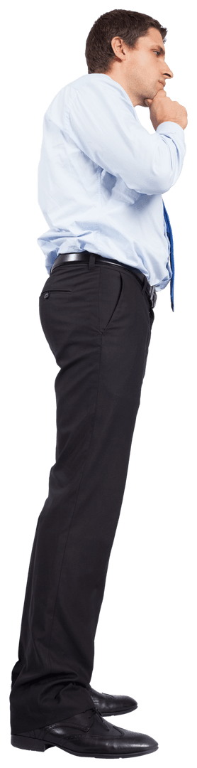 Pensive Businessman Standing Transparent Background Office
