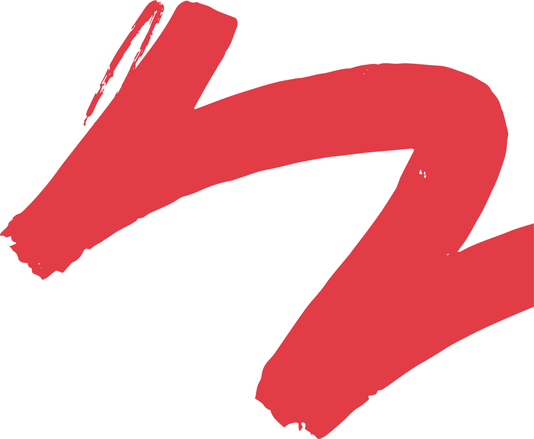 Transparent Curved Red Brushstroke with Zigzag Design