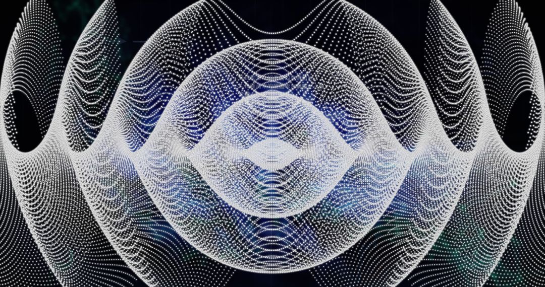 Abstract Digital Pattern with White Waves on Black Background