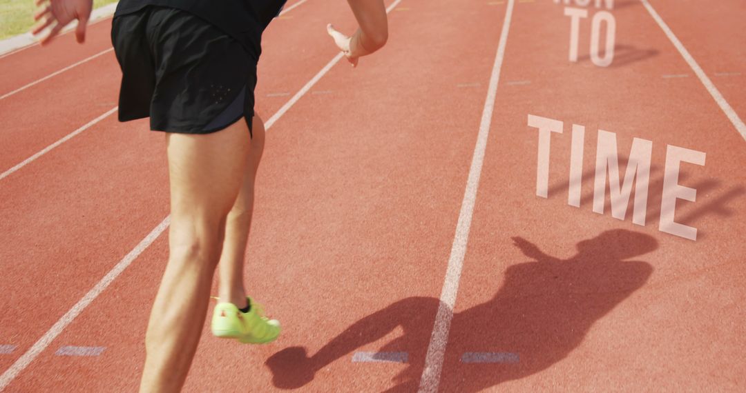 Athlete Starting Sprint Run on Track With Motivational Words on Surface - Free Images, Stock Photos and Pictures on Pikwizard.com