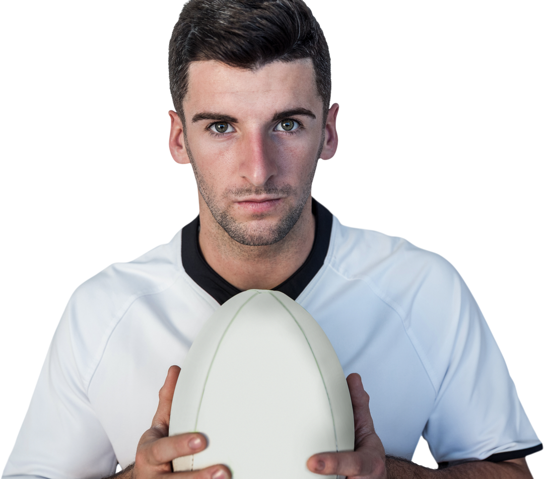 Portrait of Focused Rugby Player Holding Ball, Detailed Transparent Background - Download Free Stock Images Pikwizard.com