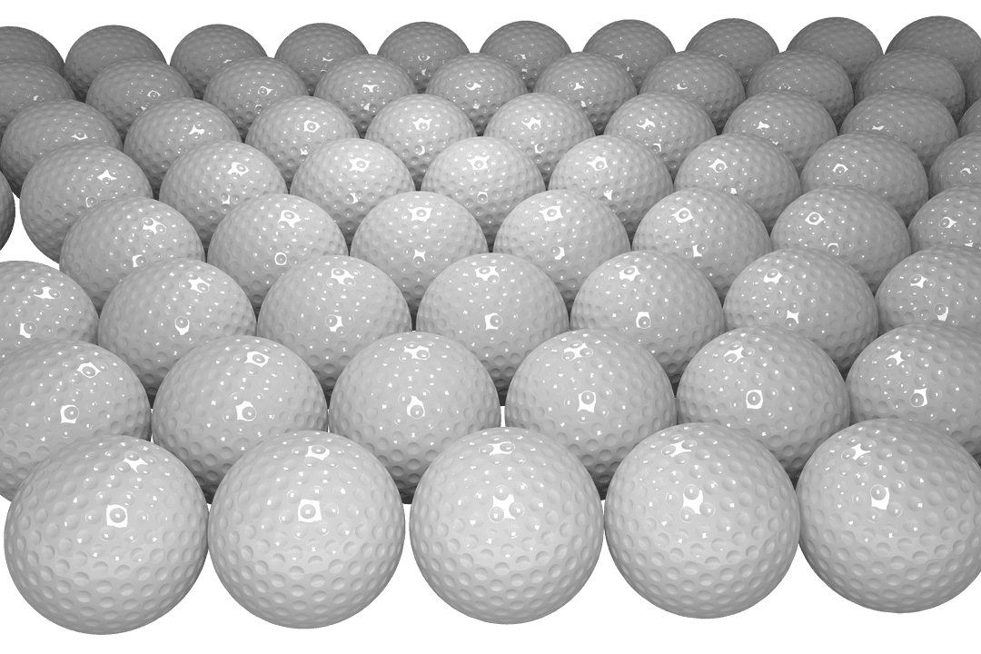 Full Frame View Transparent Background Golf Balls Arrangement Pattern