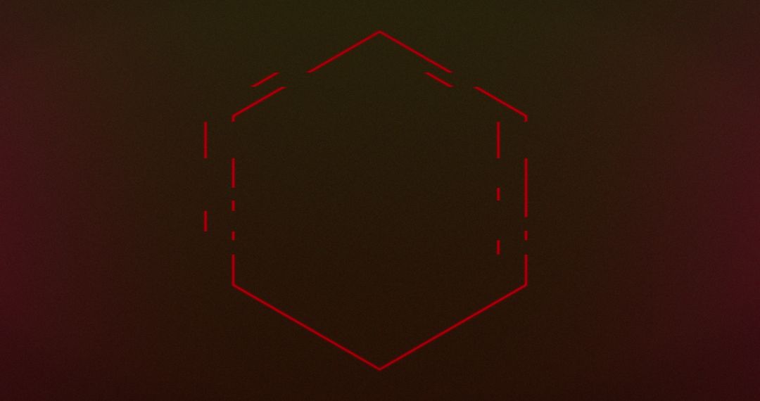 Red Neon Hexagon Glowing on Dark Background Concept