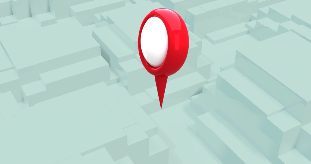 Red Map Pointer on Abstract Green Geometric Blocks