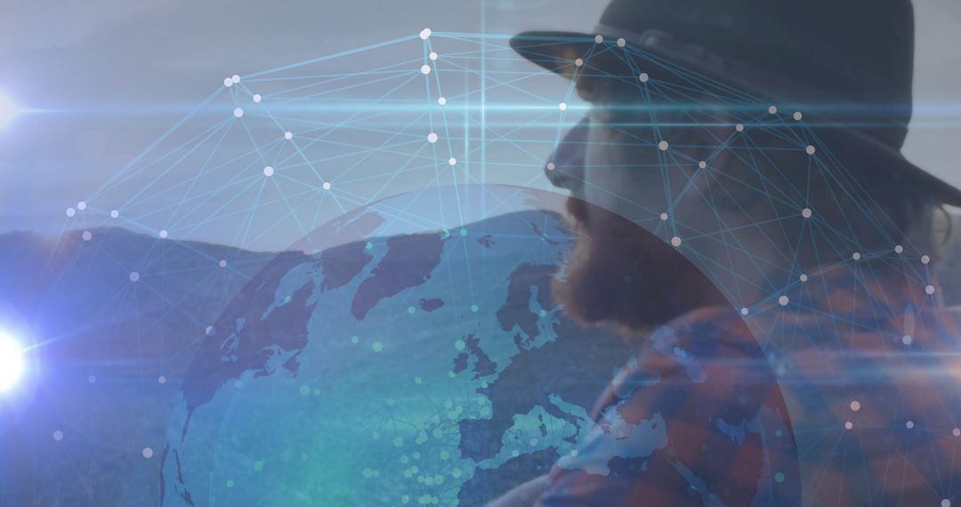 Silhouette of Man with Global Digital Network Connections