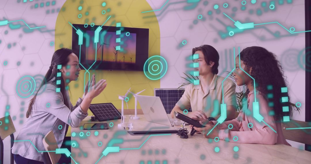 Diverse Professionals Collaborate on Sustainable Energy Solutions