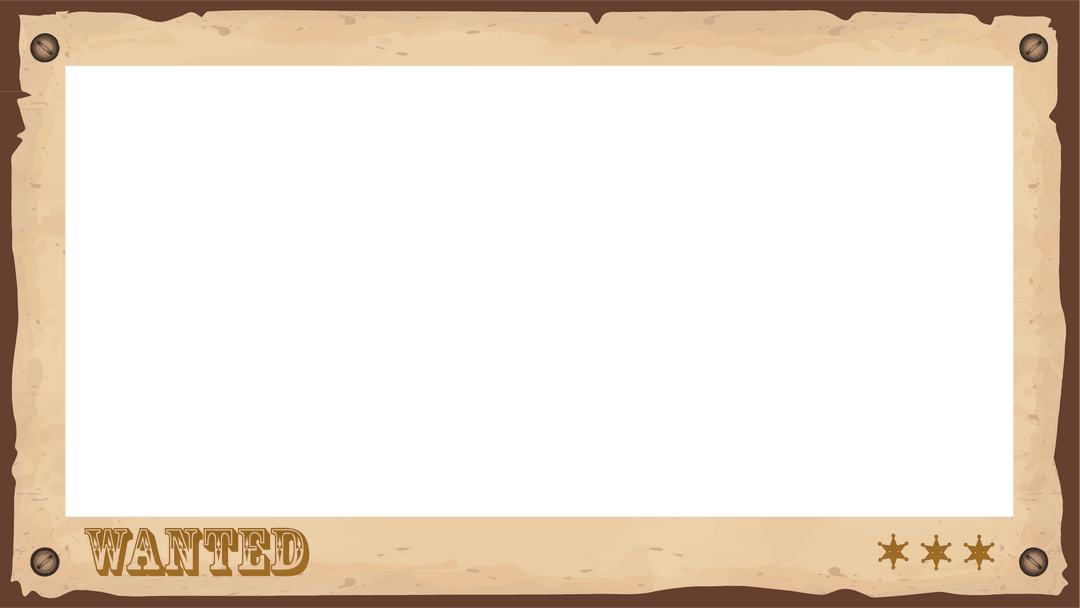 Flat Design Western Wanted Poster on Transparent Background