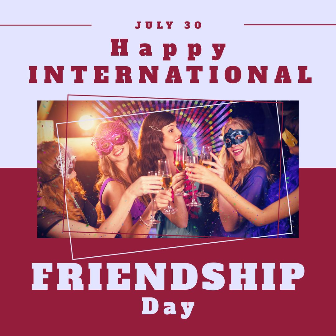 Happy International Friendship Day Celebration with Diverse Friends Toasting - Download Free Stock Templates Pikwizard.com