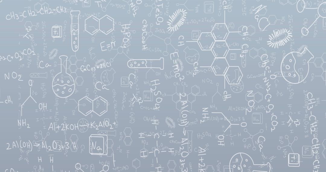 Mathematical Formulas and Scientific Icons on Grey Background
