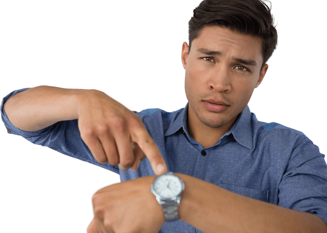 Businessman Checking Time on Wristwatch Transparent Background