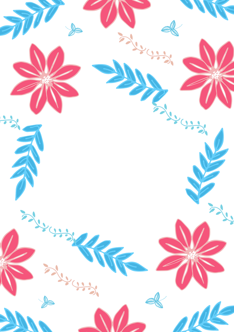 Seamless Transparent Pattern with Colorful Flowers and Leaves