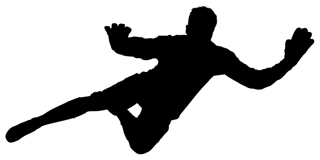 Silhouette of Goalkeeper in Defensive Action on Transparent Background