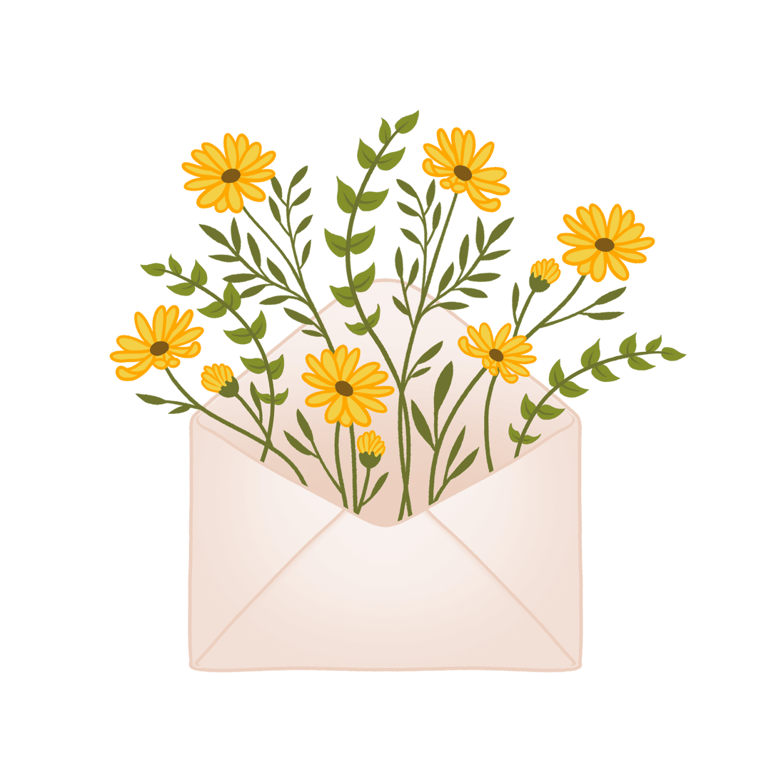 Transparent Envelope of Yellow Daisies for Minimalist Design