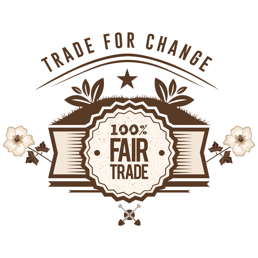 Fair Trade Badge Illustration with Coffee Design on Transparent Background