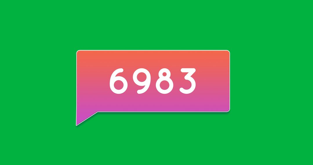 Colorful Notification Bubble on Green Background with Number 6983
