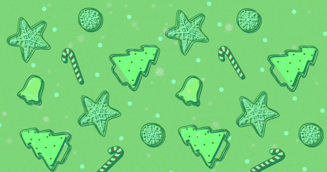 Seamless Pattern with Green Christmas Cookies and Candies - Free Images, Stock Photos and Pictures on Pikwizard.com