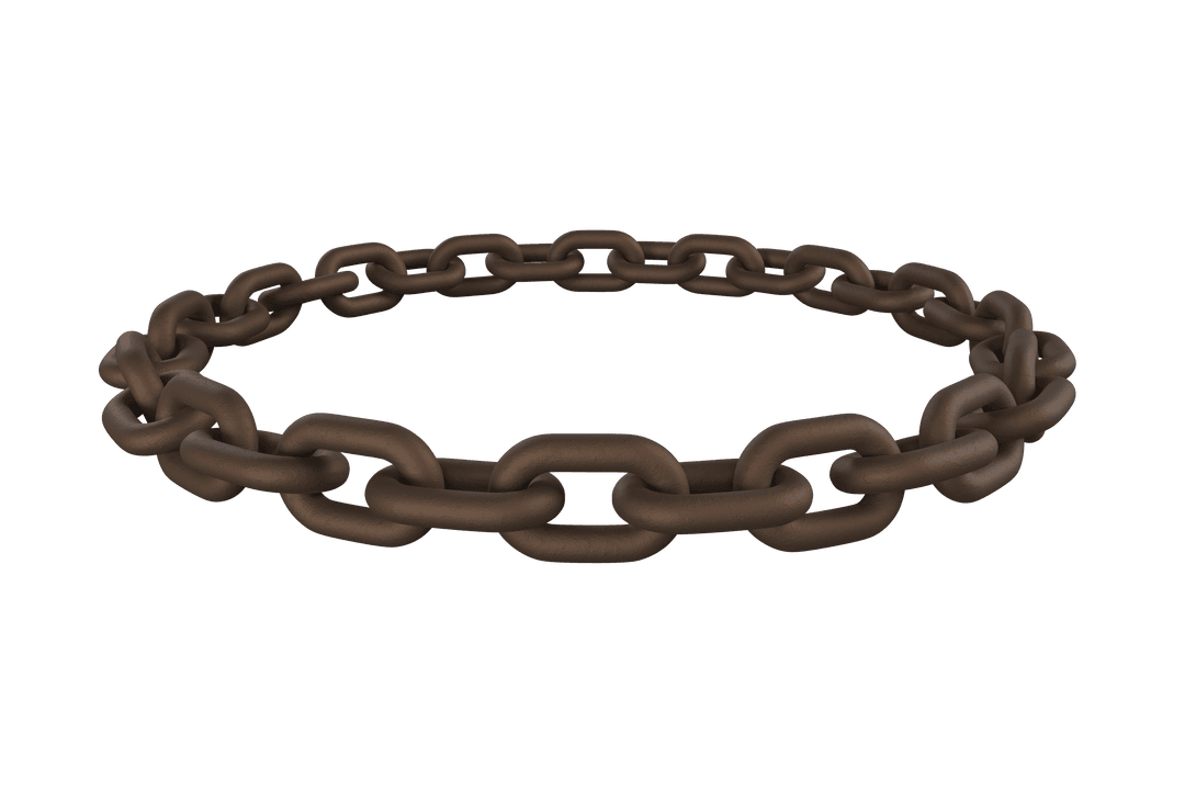 Rusty Circular Chain on Transparent Background Isolated